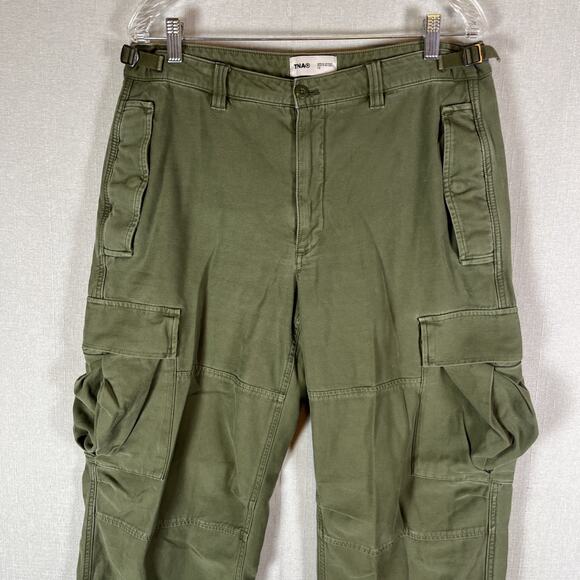 Aritzia TNA Supply Cargo Pant Pants Army Green Olive Size 12 Drawstring Missing - Picture 4 of 14